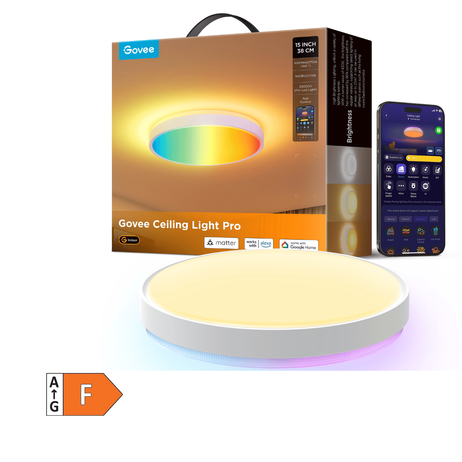 GOVEE 15INCH RGBICWW + RGBICWW pametna okrogla stropna svetilka 6974316995937