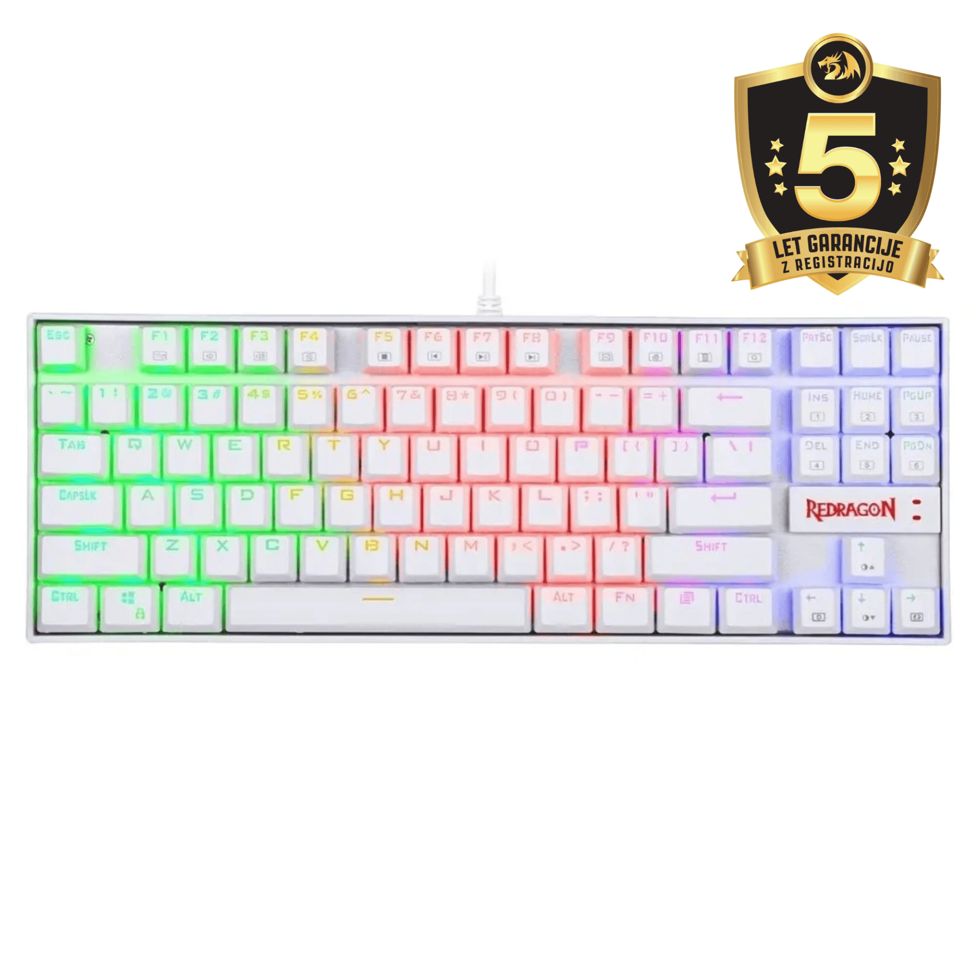 REDRAGON K552 KUMARA RGB GAMING MEHANSKA ŽIČNA TIPKOVNICA BELA - RDEČA STIKALA 6950376716392