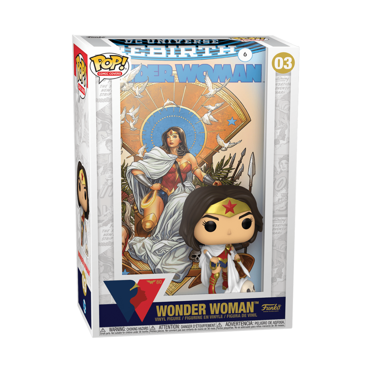 FUNKO POP VINYL COMIC COVER: WW 80TH-WW (REBIRTH) ON THRONE 889698550109