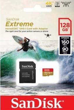 SanDisk microSD spominska kartica 128GB Extreme UHS-I + adapter 619659170714