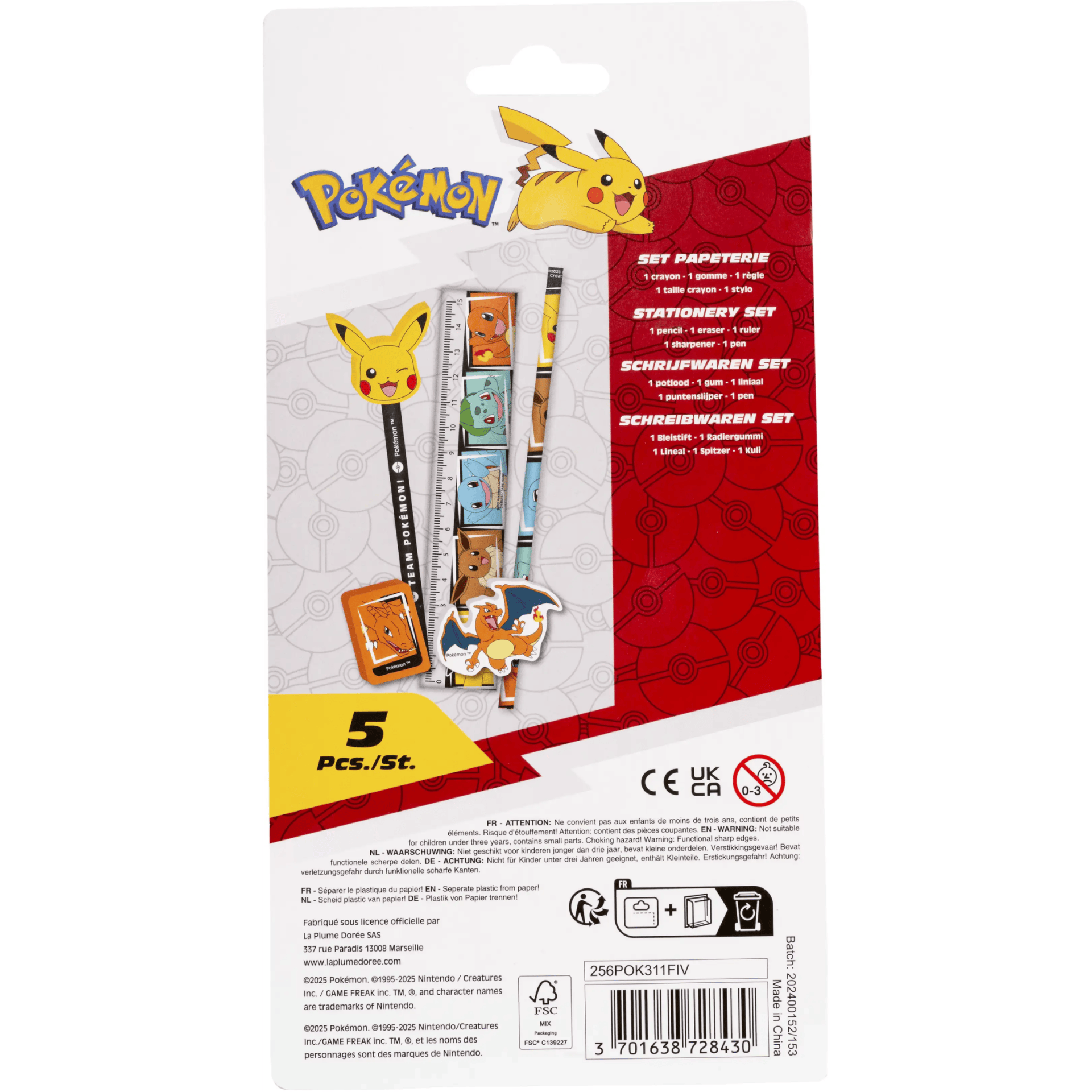 POKEMON - STATIONERY 5-delni pisalni set