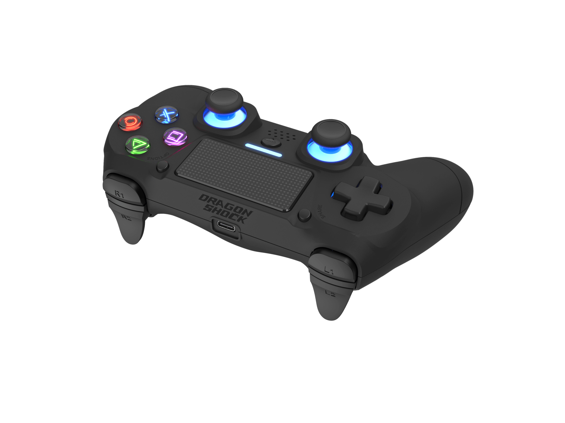 DRAGONSHOCK MIZAR BREZŽIČNI KONTROLER V2 ZA PS4, PC, MOBILE- ČRNE BARVE 5425025595235