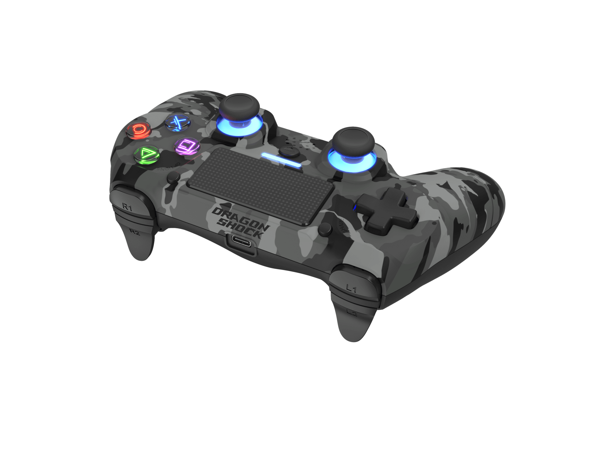 DRAGONSHOCK MIZAR BREZŽIČNI KONTROLER V2 ZA PS4, PC, MOBILE- SIVE CAMO BARVE 5425025595242