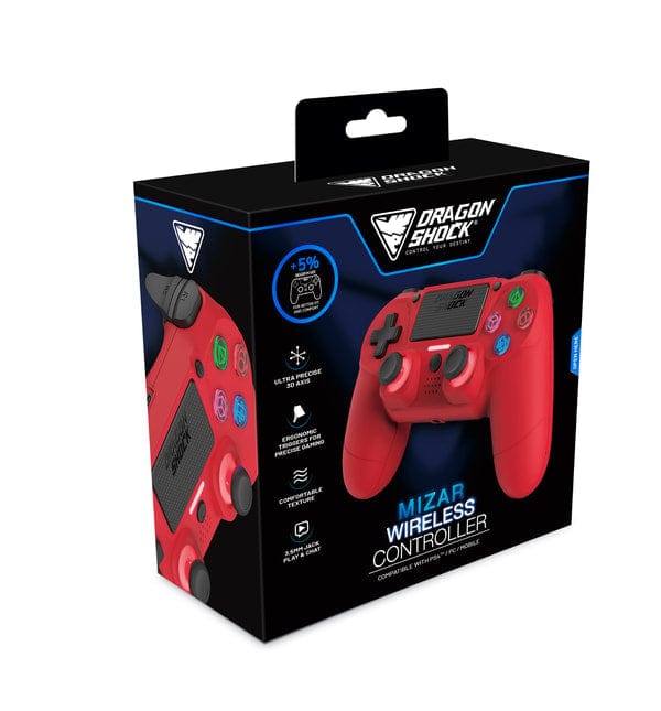 DRAGONSHOCK MIZAR BREZŽIČNI KONTROLER ZA PS4, PC, MOBILE- RDEČE BARVE 5425025593071
