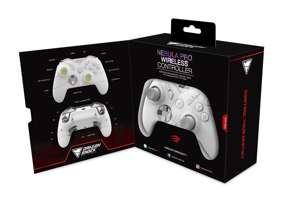 DRAGONSHOCK NEBULA PRO BREZŽIČNI KONTROLER ZA SWITCH - BELE BARVE 5425025593897