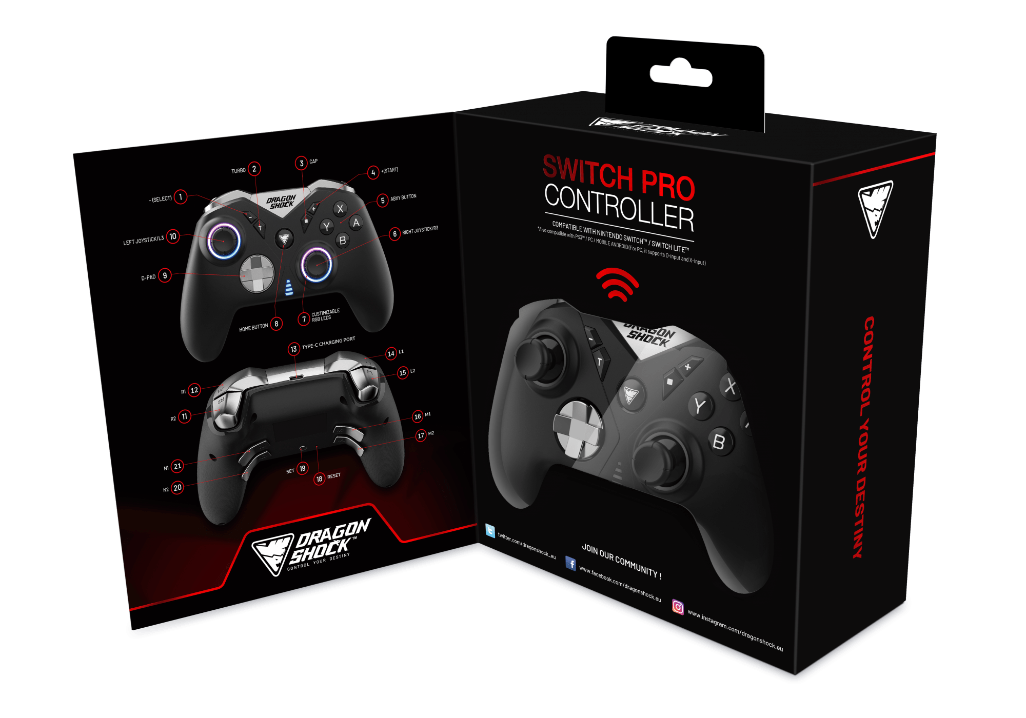 DRAGONSHOCK NEBULA PRO BREZŽIČNI KONTROLER ZA SWITCH - ČRNE BARVE 5425025592937