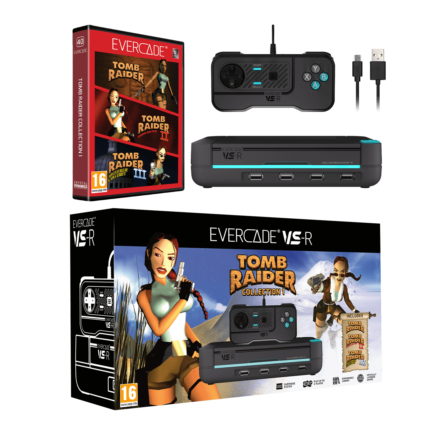 EVERCADE VS-R KONZOLA Z IGRO TOMB RAIDER COLLECTION 1 5060990240591