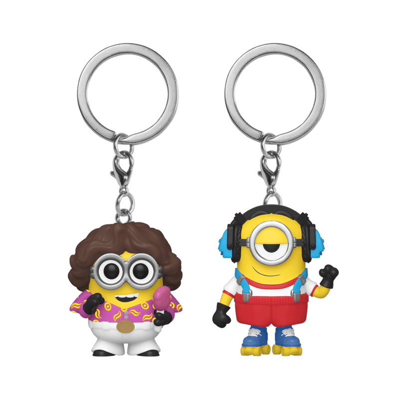 FUNKO POP KEYCHAIN: MINIONS - 70'S BOB & ROLLER SKATING STUART 2-PACK 889698494939
