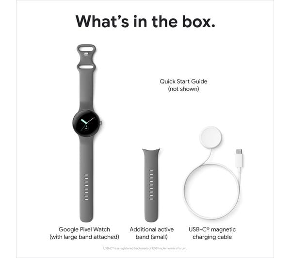GOOGLE Pixel Watch WiFi with Google Assistant - Silver/Charcoal 840244600372