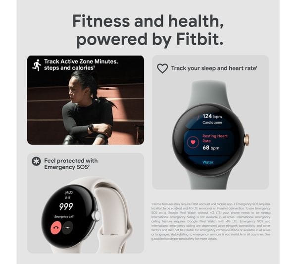 GOOGLE Pixel Watch WiFi with Google Assistant - Silver/Charcoal 840244600372