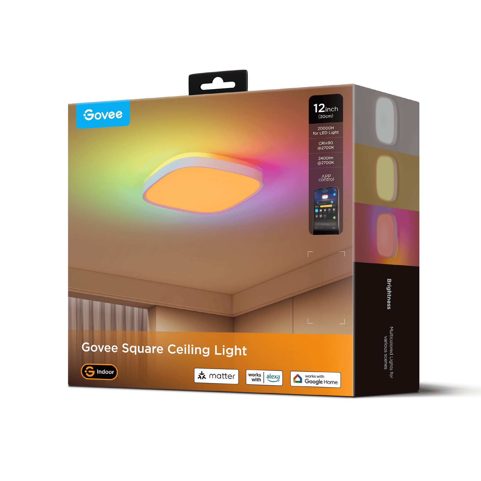 GOVEE 12INCH RGBWW + RGBIC pametna kvadratna stropna svetilka 6974316995876