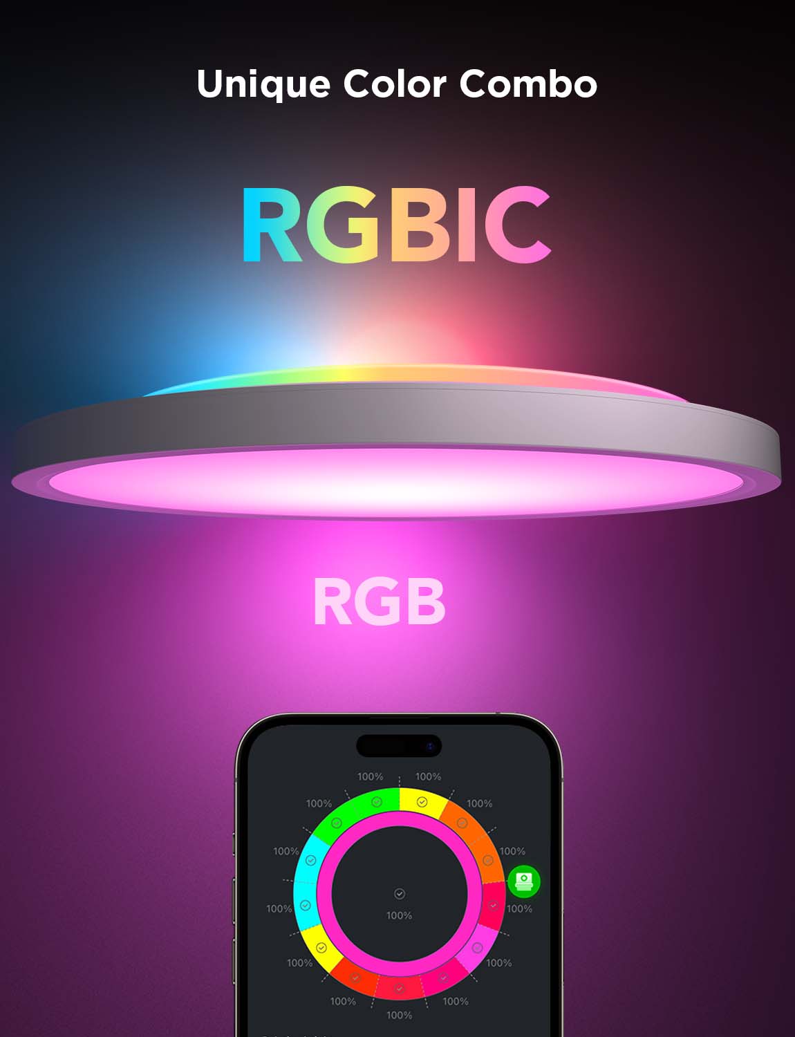 GOVEE 12INCH RGBWW + RGBIC pametna okrogla stropna svetilka 6974316994206