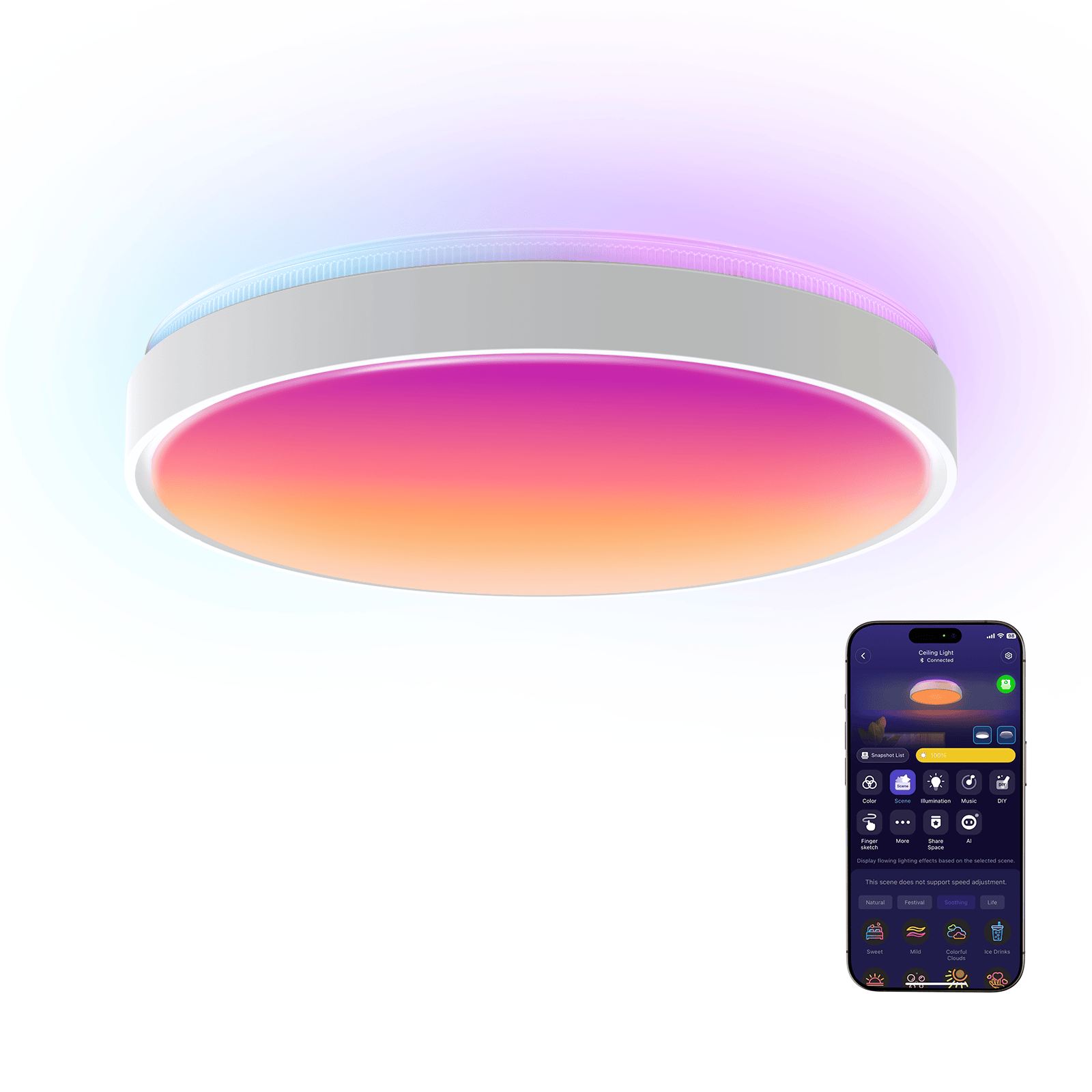 GOVEE 15INCH RGBICWW + RGBICWW pametna okrogla stropna svetilka 6974316995937