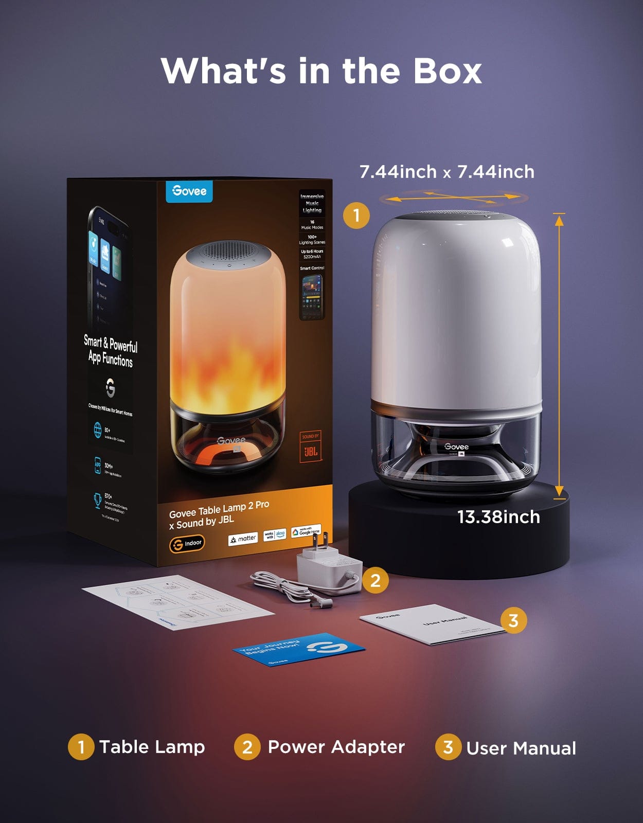 GOVEE RGBICWW namizna svetilka 2 PRO z zvočnikom SOUND BY JBL 6974316990246