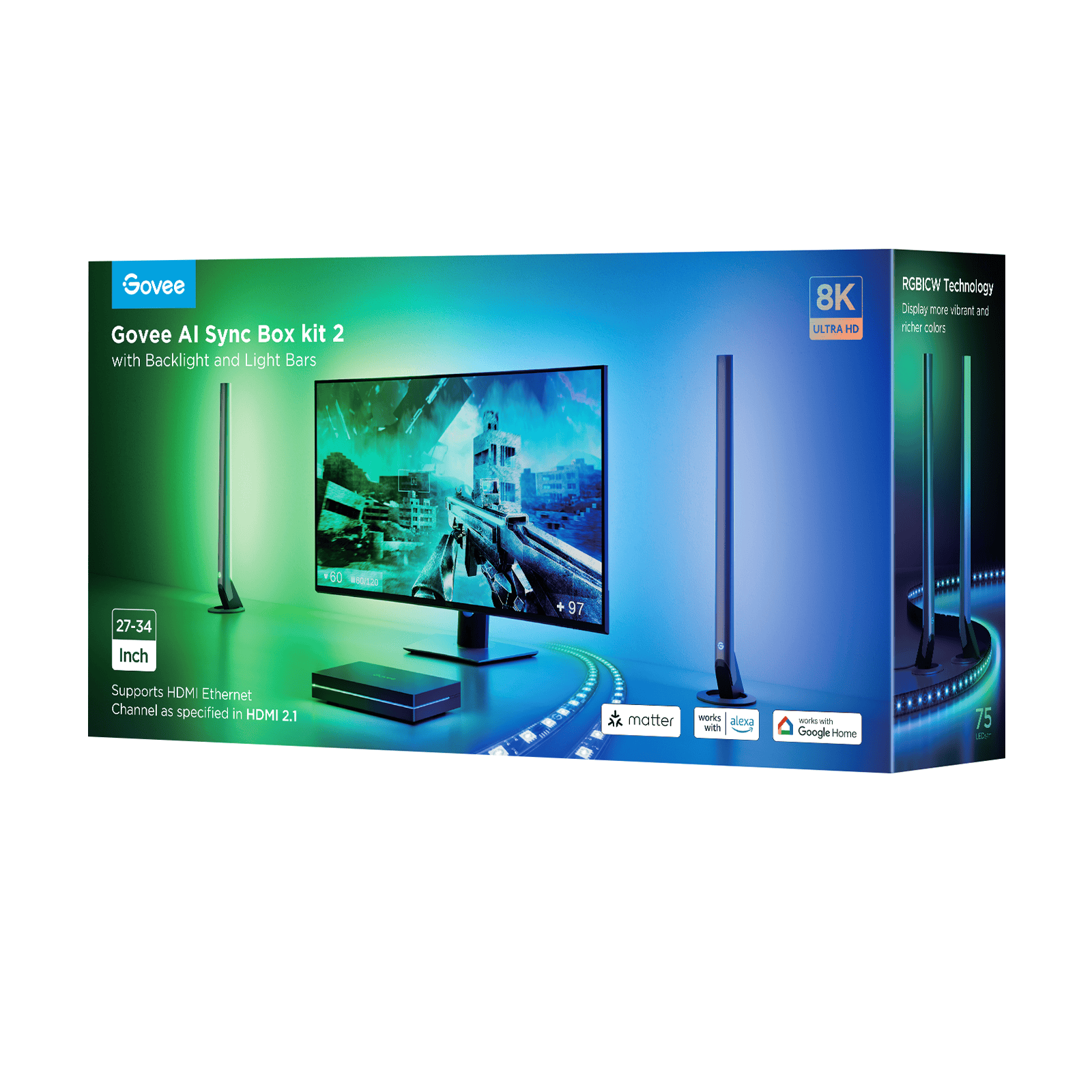 GOVEE Smart AI Sync Box Kit 2 PC LIGHTNING KIT 24-27 6974316990383