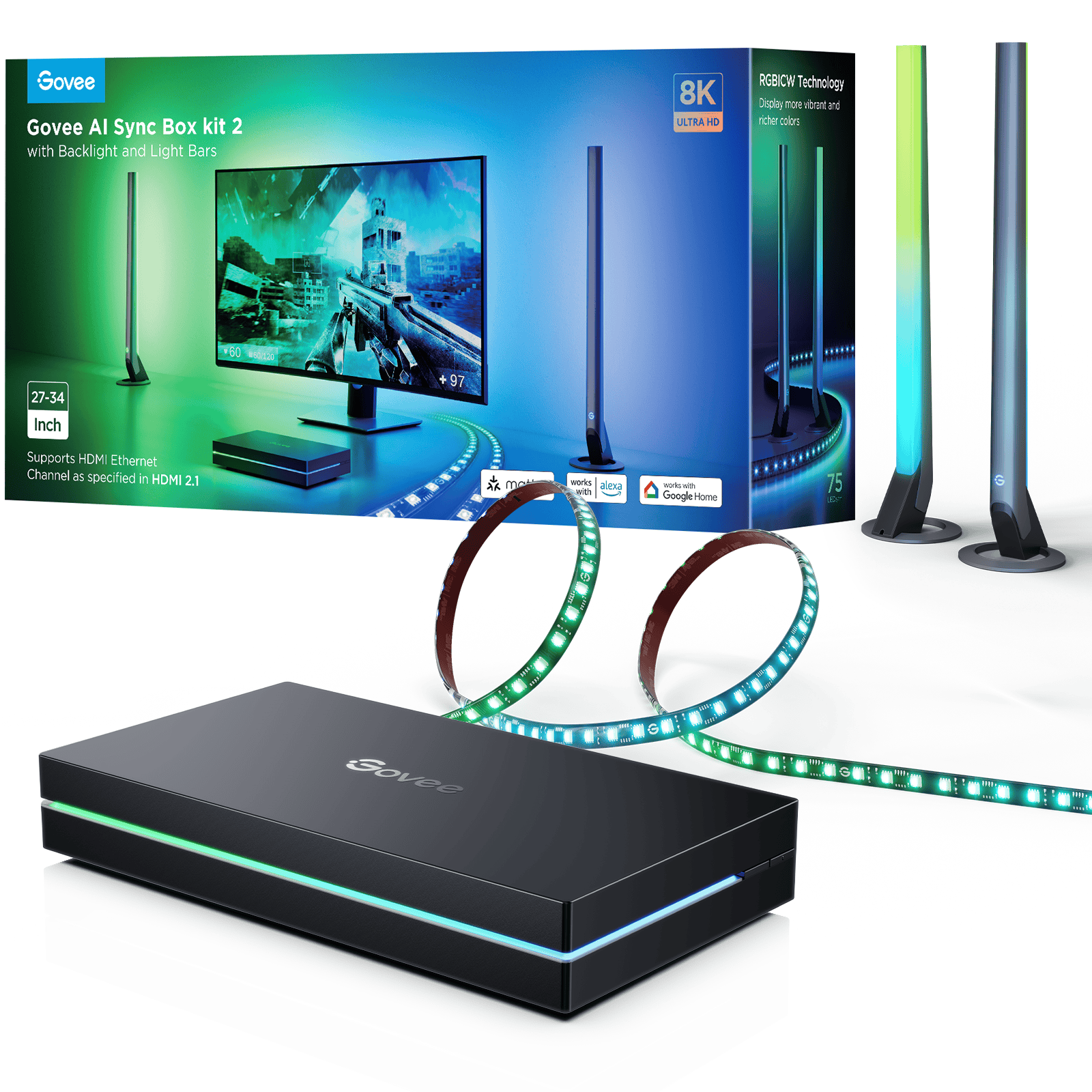 GOVEE Smart AI Sync Box Kit 2 PC LIGHTNING KIT 24-27 6974316990383