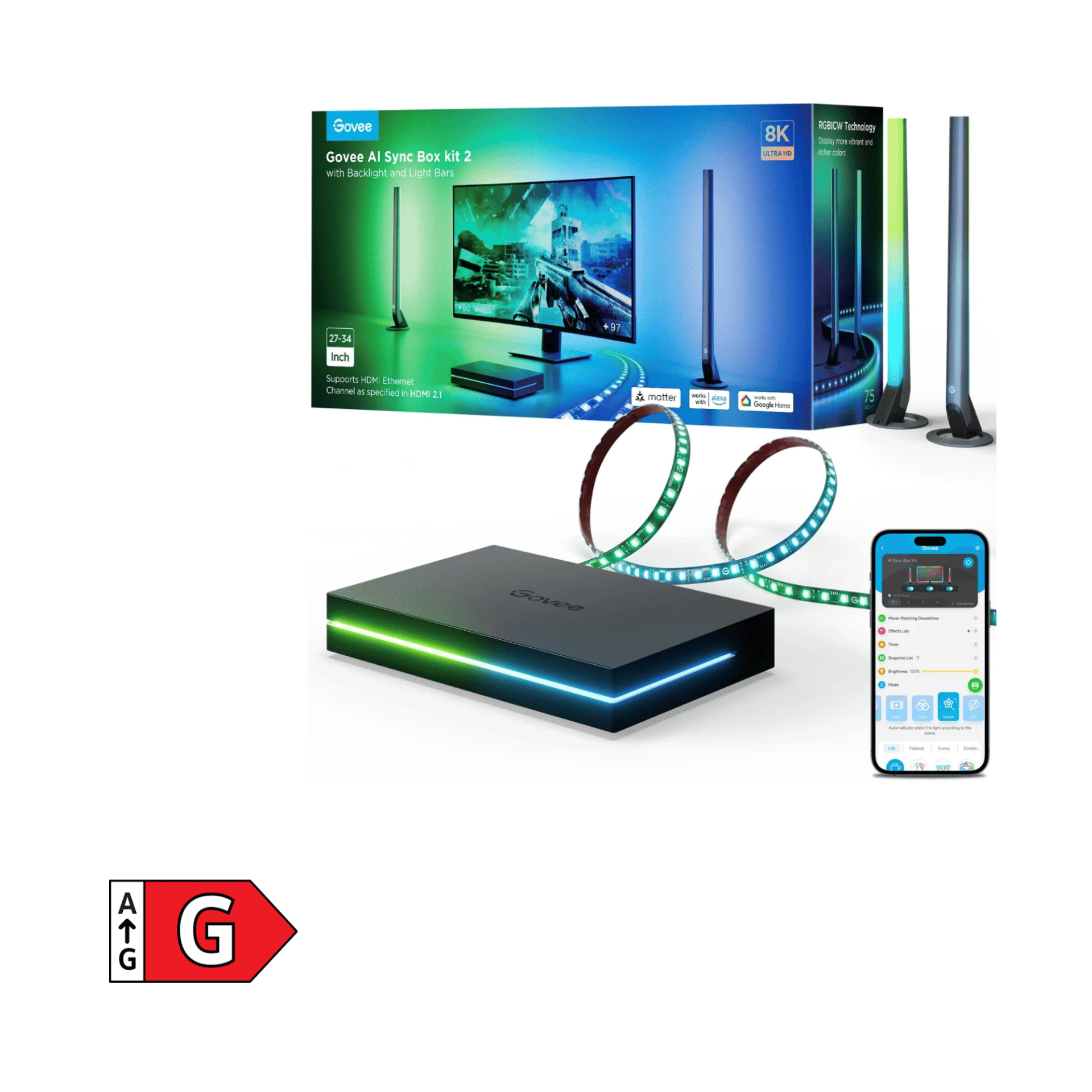 GOVEE Smart AI Sync Box Kit 2 PC LIGHTNING KIT 24-27 6974316990383