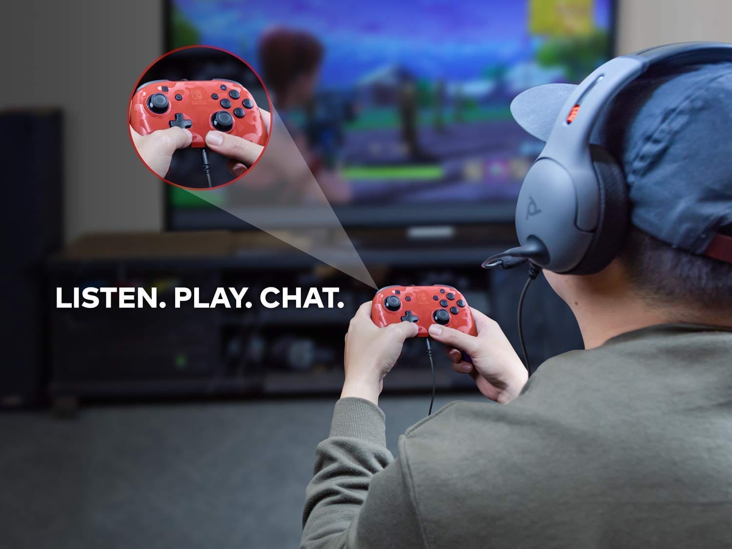 Kontroler PDP žični NINTENDO SWITCH FACEOFF DELUXE CONTROLLER + AUDIO PDP kamuflažno rdeč - POŠKODOVANA EMBALAŽA 3200000002319