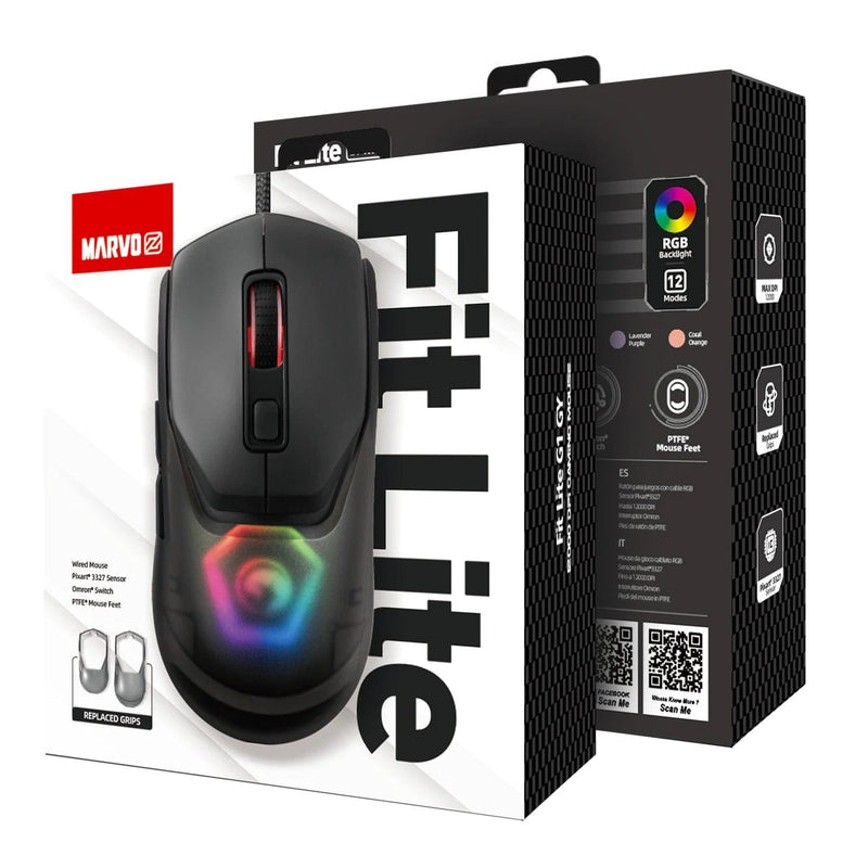 MARVO Fit Lite G1 gaming miška siva - ODPRTA EMBALAŽA 3200000004030