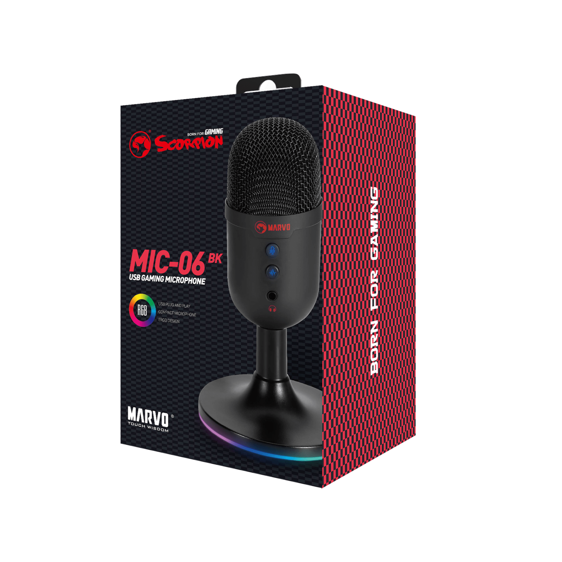 MARVO MIC-06 BK ŽIČNI MIKROFON RGB ČRNE BARVE 6932391930052