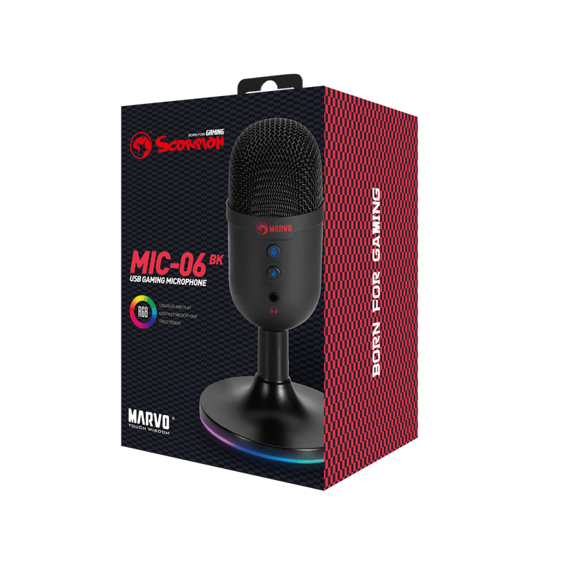 MARVO MIC-06 BK ŽIČNI MIKROFON RGB ČRNE BARVE 6932391930052