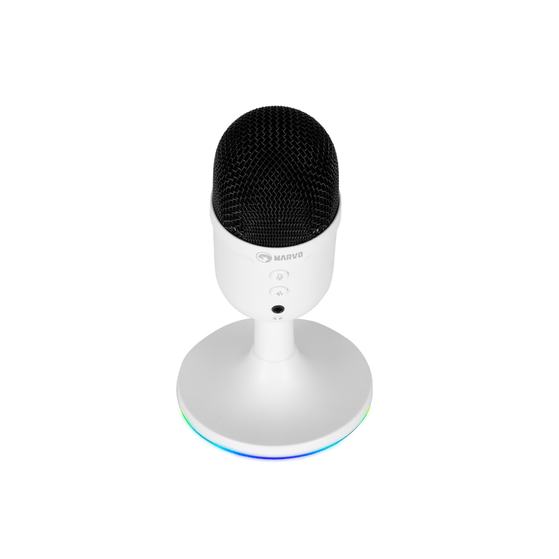 MARVO MIC-06 WH ŽIČNI MIKROFON RGB BELE BARVE 6932391930069