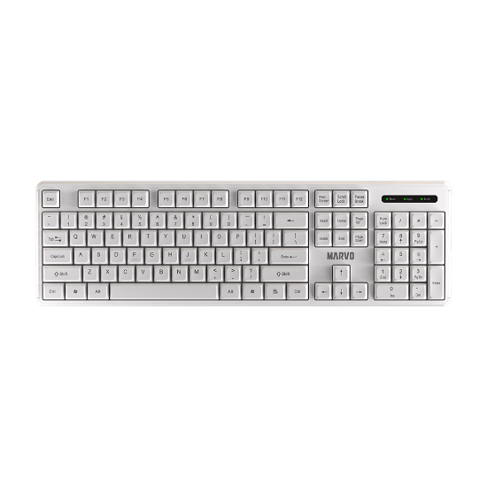 MARVO OFFICE WS005 HR WH brezžični komplet tipkovnice in miške bele barve - SLO/HR LAYOUT 6932391937129