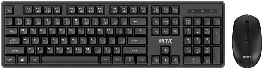 MARVO OFFICE WS005 HR WH brezžični komplet tipkovnice in miške črne barve - SLO/HR LAYOUT 6932391937112