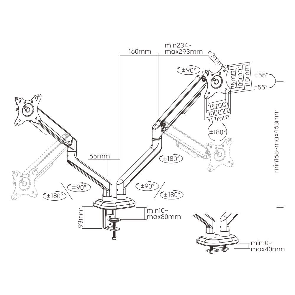 MOYE MONITOR ARM DOUBLE MONITOR NOSILEC ZA DVA MONITORJA 8605042605606