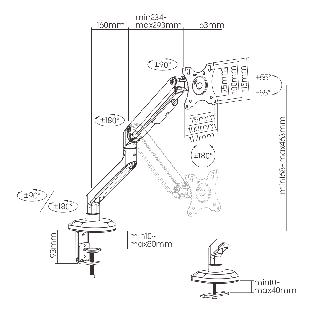 MOYE MONITOR ARM SINGLE MONITOR NOSILEC ZA MONITOR 8605042605590