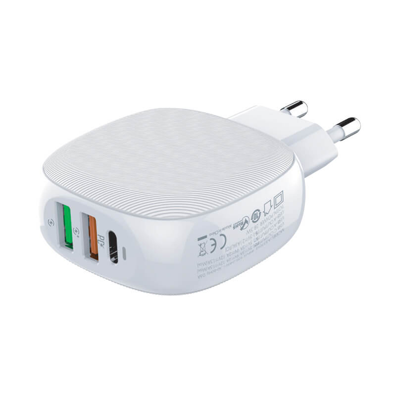 MOYE VOLTAIC USB POLNILNI ADAPTER PD TYPE-C QC 3.0 220V 28.5W BELE BARVE + PD LIGHTNING CABLE 8605042603985