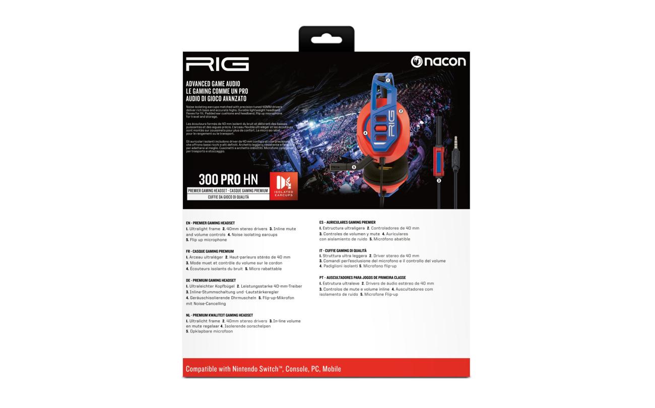 NACON HEADSET RIG 300 PRO SWITCH 2 žične slušalke redeče modre barve 3665962029871