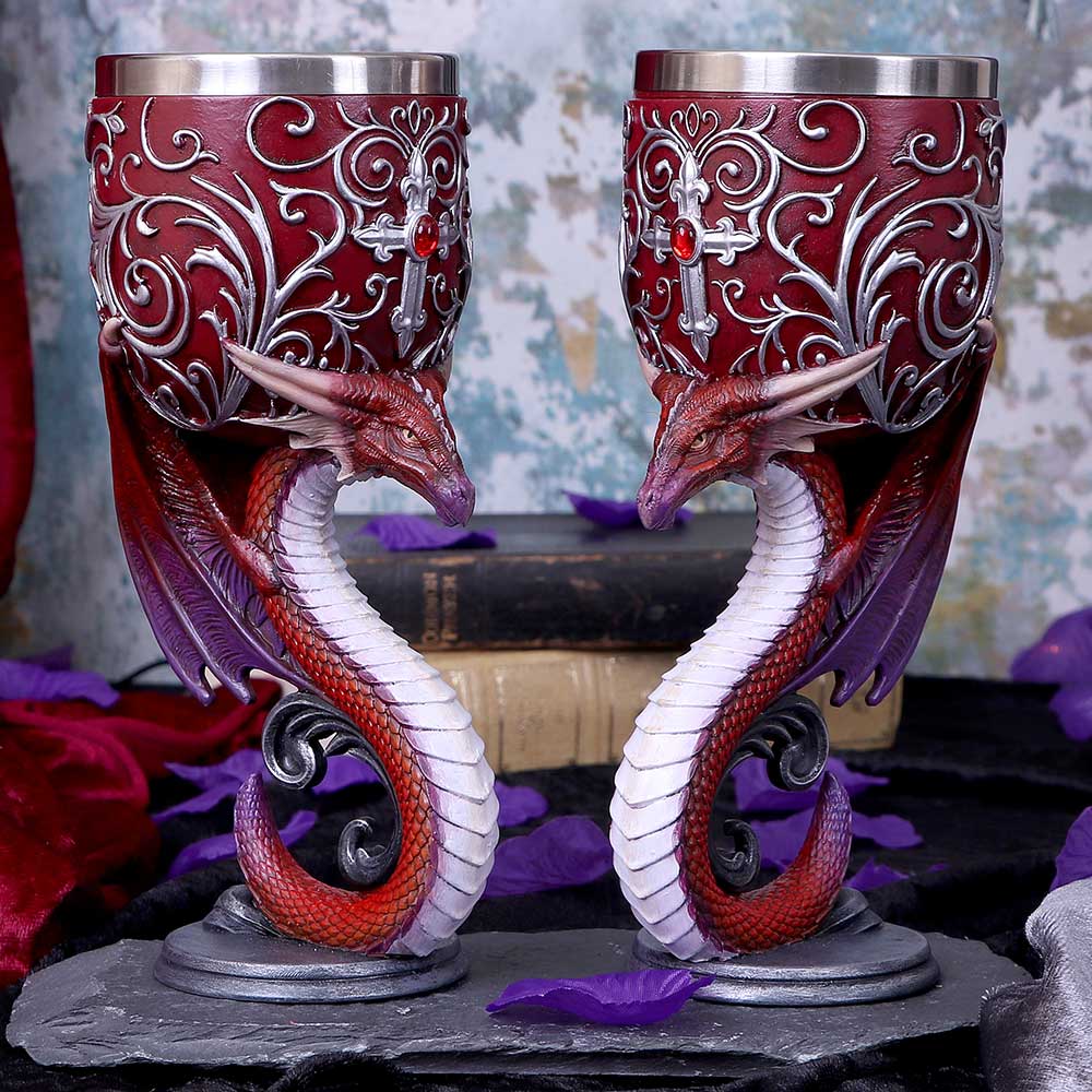 NEMESIS NOW DRAGONS DEVOTION GOBLETS 18.5CM (SET OF 2) keliha 801269138790