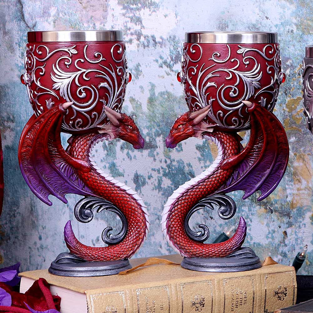 NEMESIS NOW DRAGONS DEVOTION GOBLETS 18.5CM (SET OF 2) keliha 801269138790