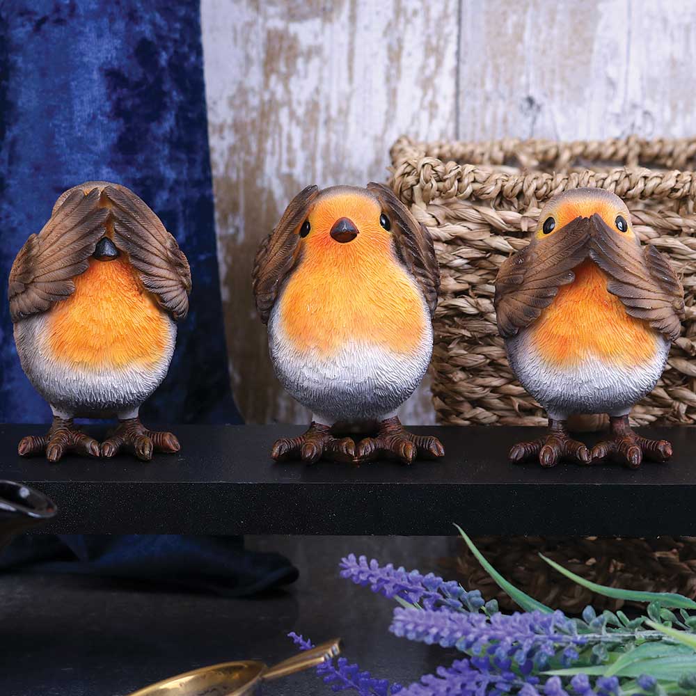 NEMESIS NOW THREE WISE ROBINS figure 8CM 801269132477