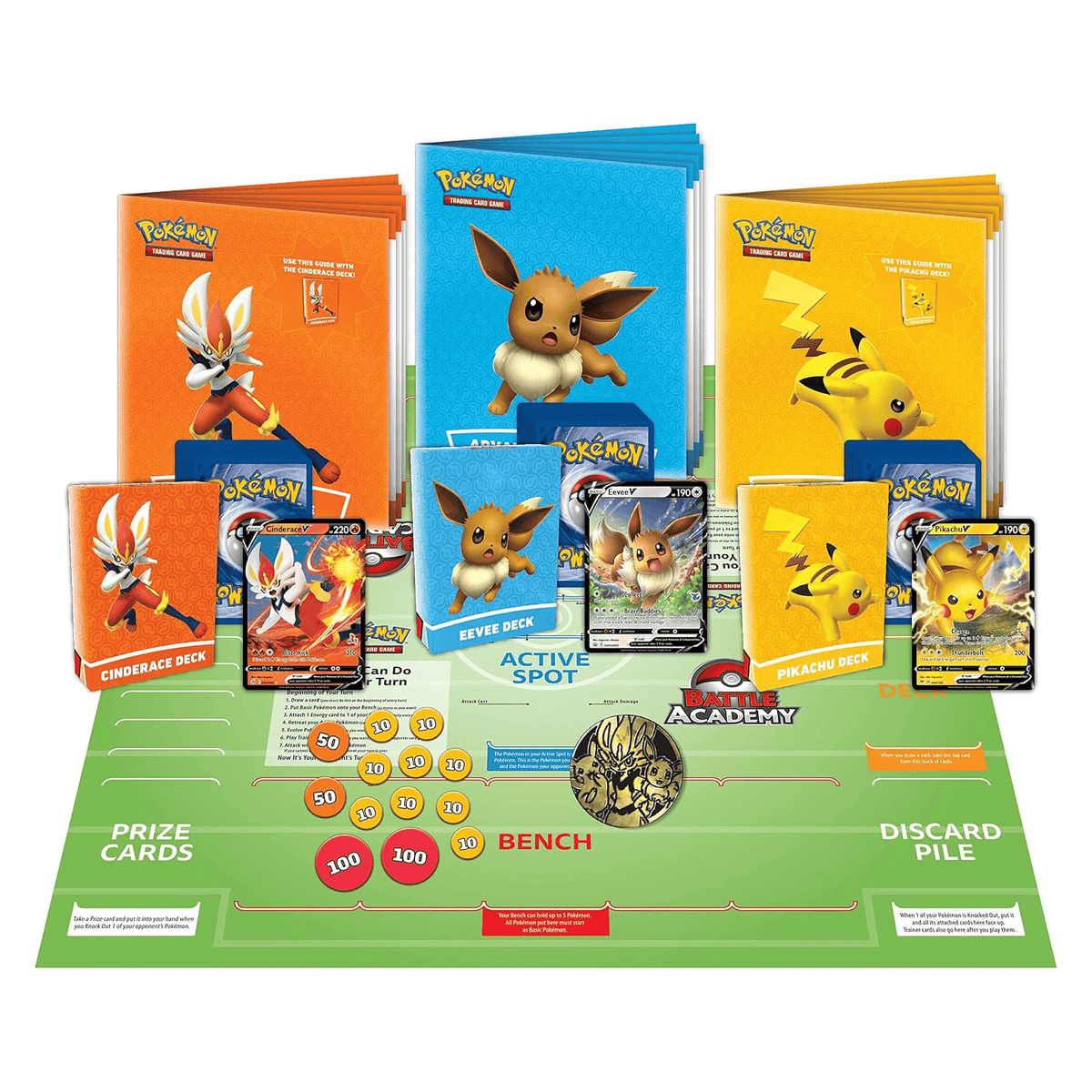 POKEMON TCG: Battle Academy (Cinderace V, Pikachu V & Eevee V) 820650809064