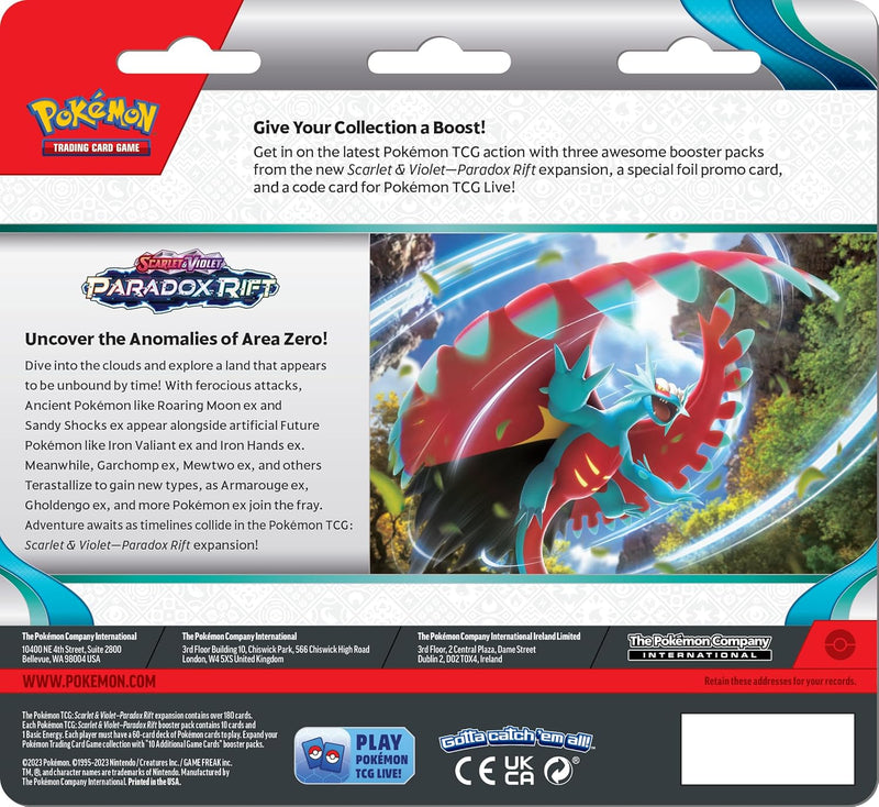 POKEMON TCG: SCARLET & VIOLET: PARADOX RIFT - 3 PACK BUNDLE kartice 820650854033