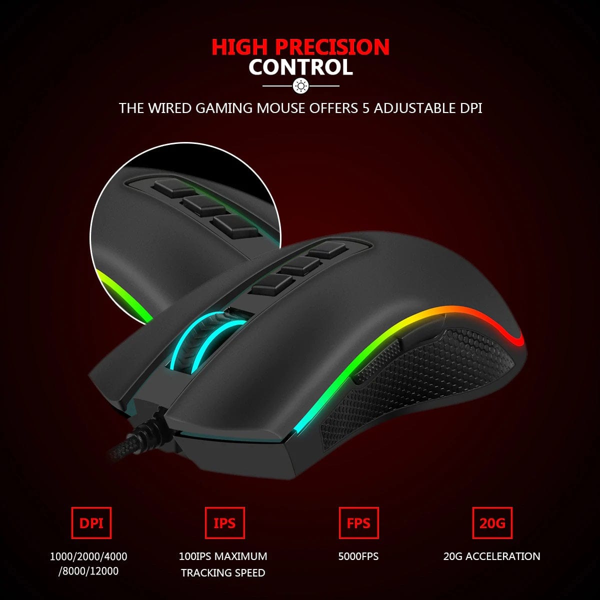 REDRAGON COBRA FPS M711-FPS-1 RGB MIŠKA 6950376772268