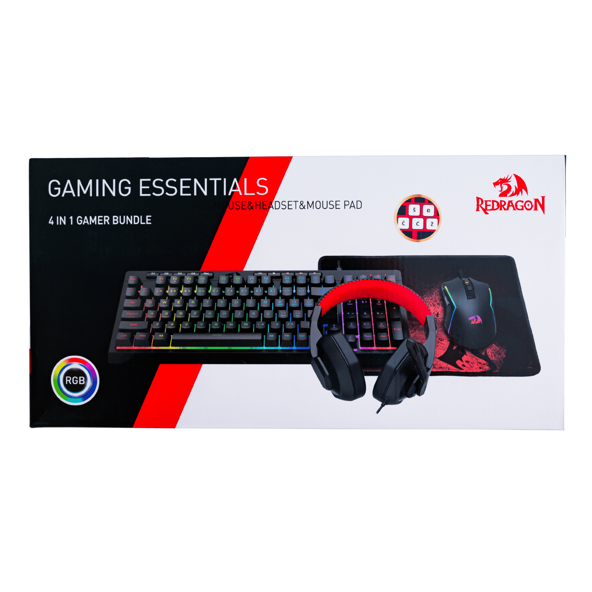 REDRAGON COMBO S149-BA SET (4in1) TIPKOVNICA SLO/CRO, MIŠKA, SLUŠALKE IN PODLOGA 6950376731005