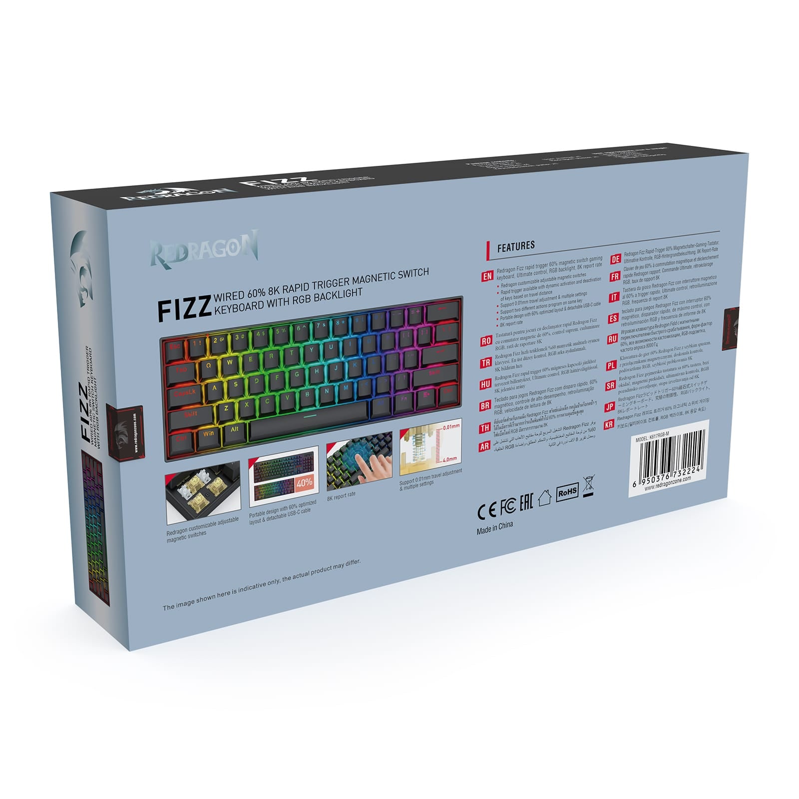REDRAGON FIZZ MAGNETIC K617RGB-M ŽIČNA TIPKOVNICA 6950376732224