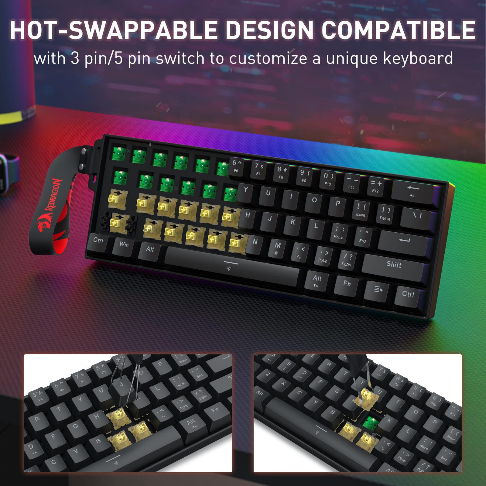REDRAGON FIZZ MAGNETIC PLUS K617RGB-MP ŽIČNA TIPKOVNICA 6950376734051