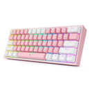 REDRAGON FIZZ RAINBOW K617 RGB MEHANSKA TIPKOVNICA ROZA/BELA - RDEČA STIKALA 6950376706782