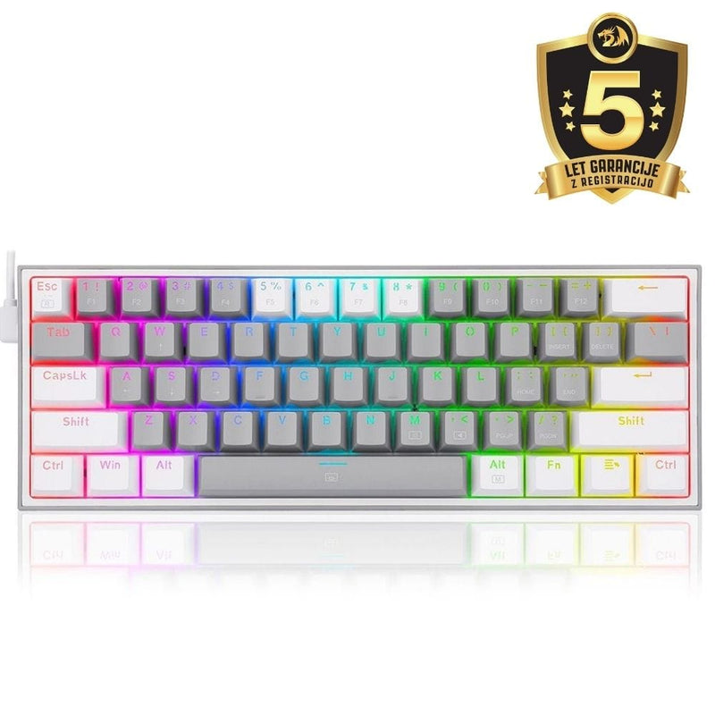 REDRAGON FIZZ RAINBOW K617 RGB MEHANSKA TIPKOVNICA SIVA/BELA - RDEČA STIKALA 6950376706805