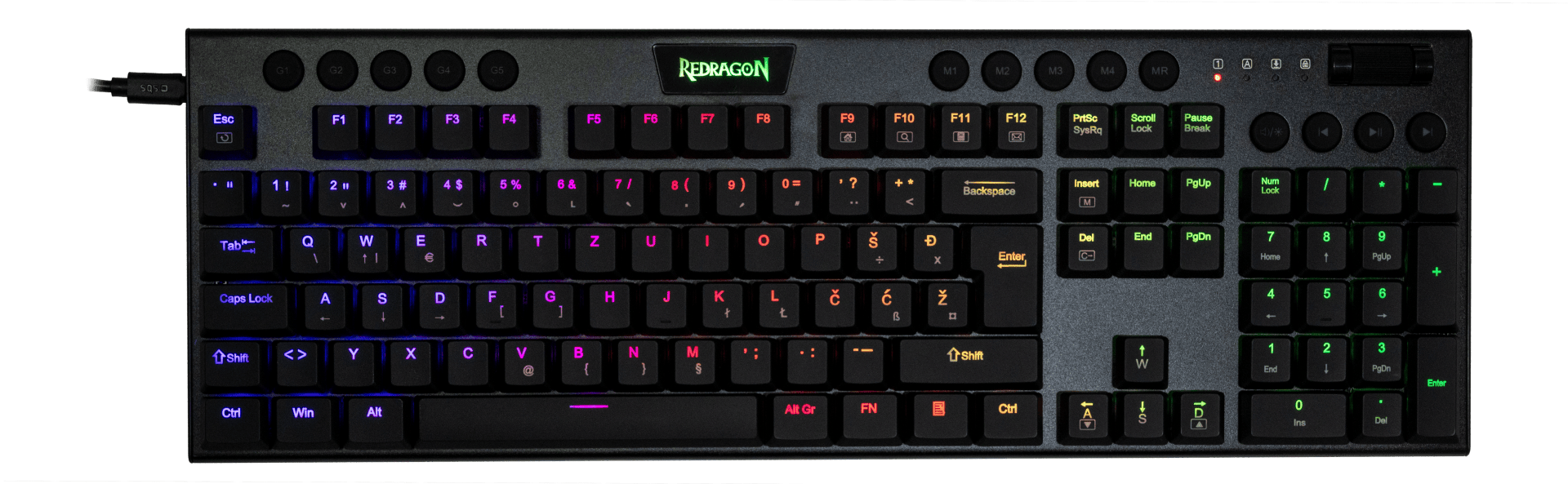 REDRAGON HORUS K619-RGB žična mehanska tipkovnica, rdeča stikala SLO/HR 6950376727794