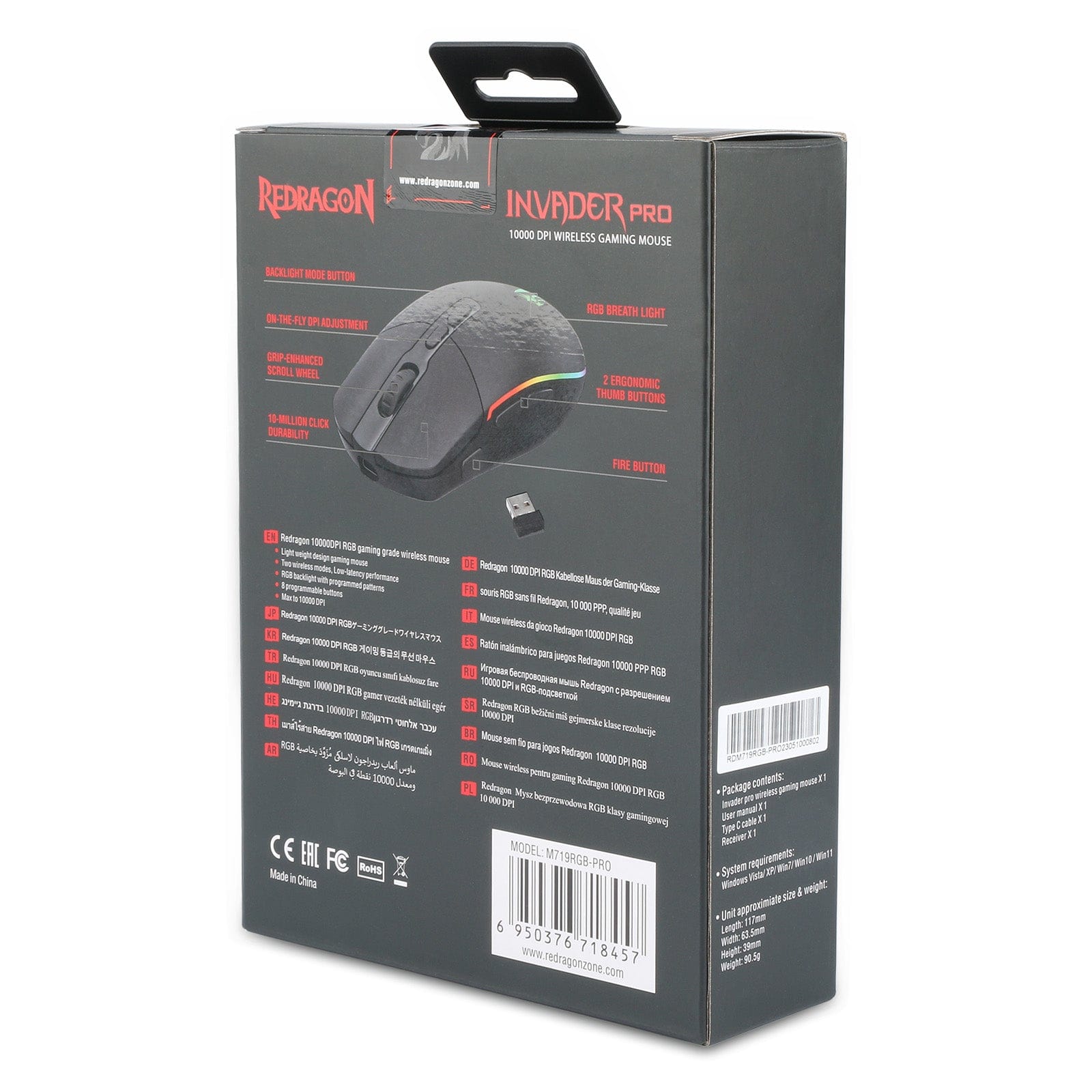 REDRAGON INVADER PRO M719-RGB BREZŽIČNA MIŠKA 6950376718457