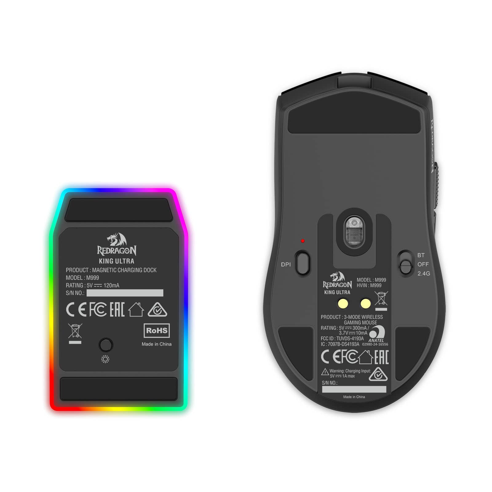 REDRAGON KING ULTRA M999 2.4G/BT/ŽIČNA MIŠKA 6950376736789