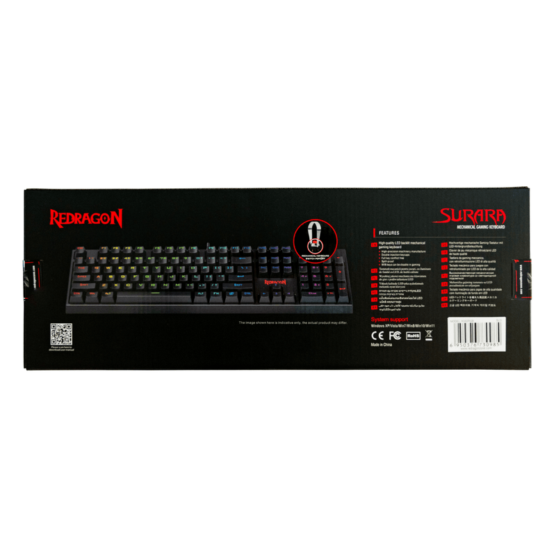 REDRAGON SURARA K582 RGB MEHANSKA TIPKOVNICA S ŠUMNIKI, RDEČA STIKALA 6950376730985