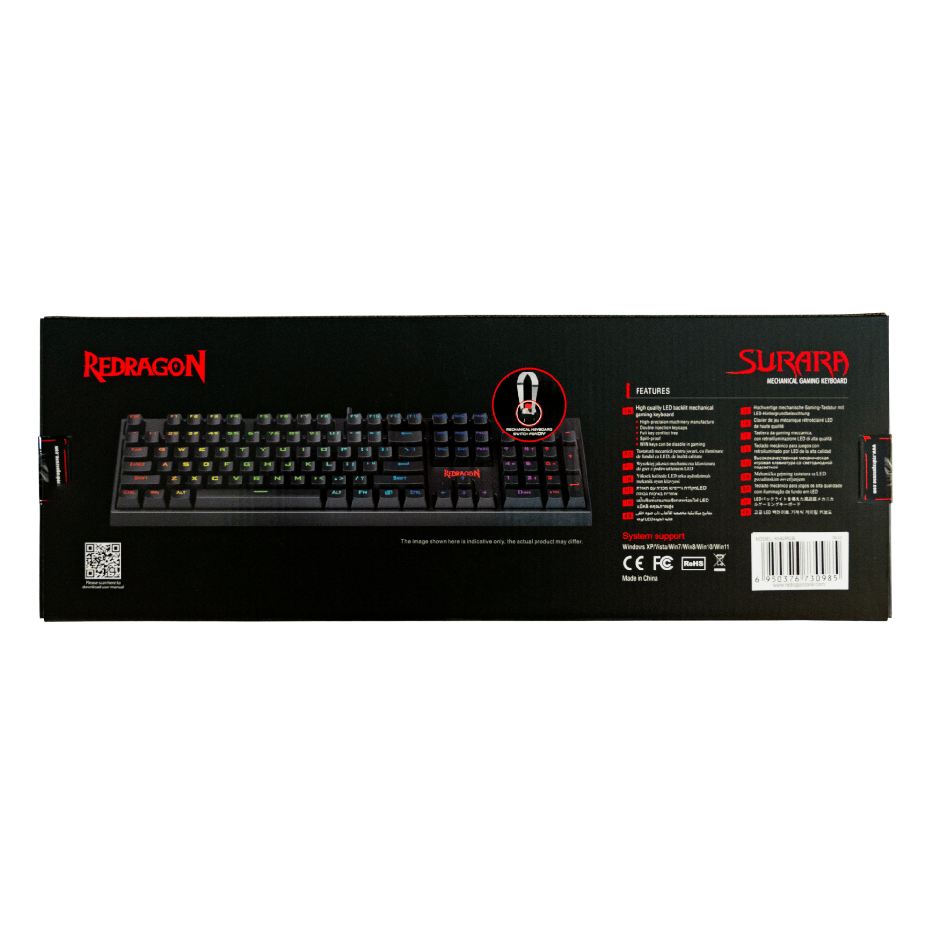 REDRAGON SURARA K582 RGB MEHANSKA TIPKOVNICA SLO/CRO, RDEČA STIKALA 6950376730985