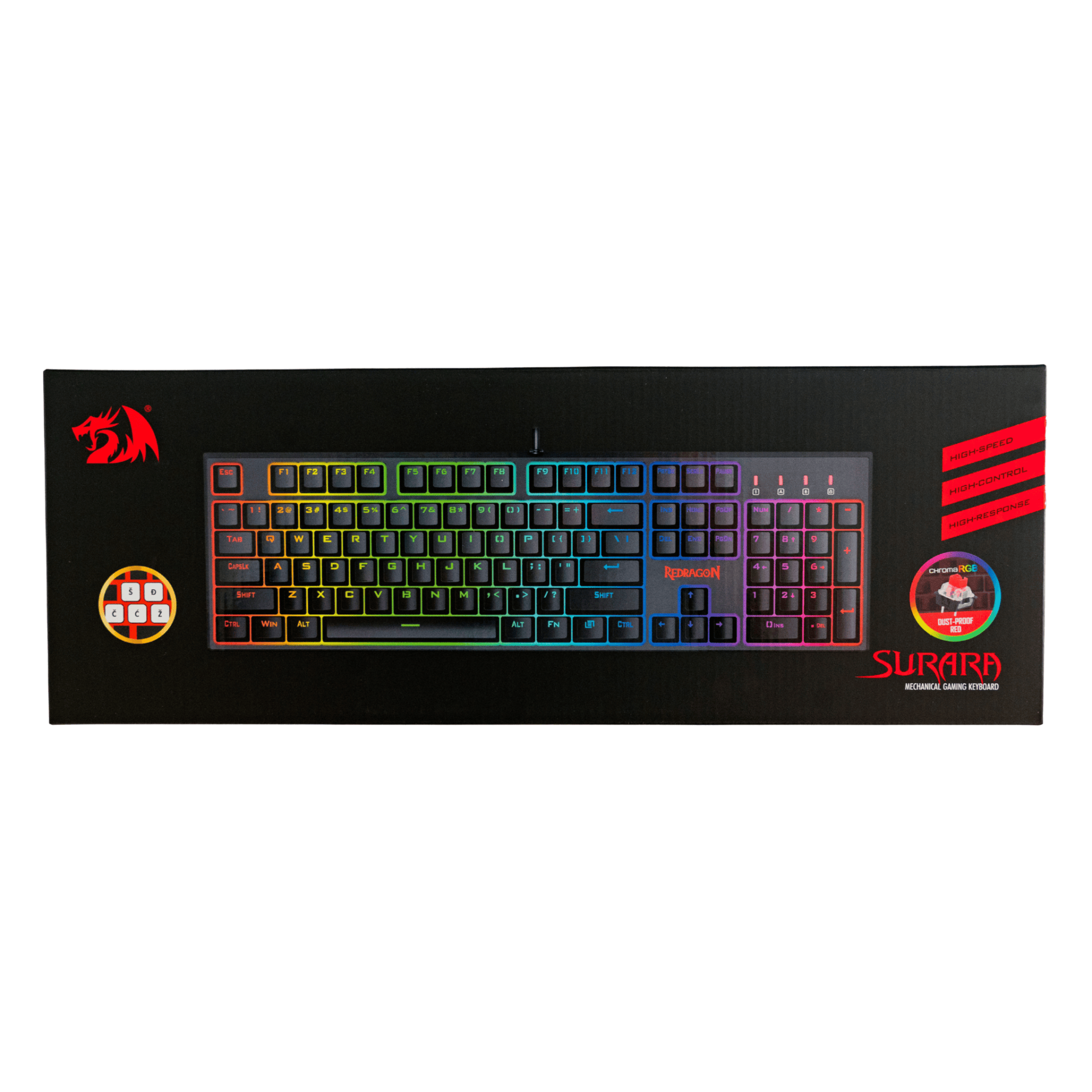 REDRAGON SURARA K582 RGB MEHANSKA TIPKOVNICA SLO/CRO, RDEČA STIKALA 6950376730985