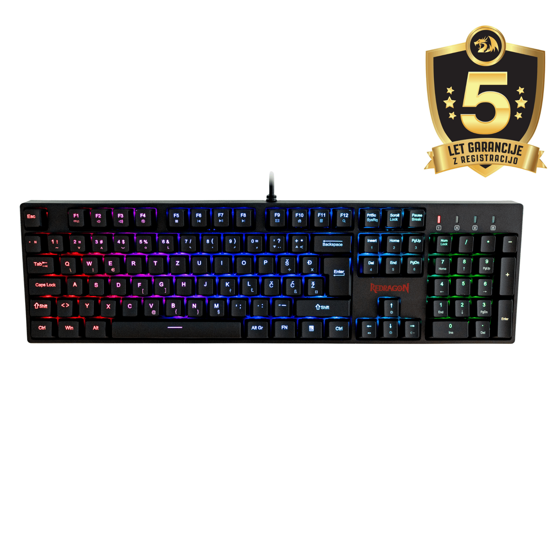 REDRAGON SURARA K582 RGB MEHANSKA TIPKOVNICA SLO/CRO, RDEČA STIKALA 6950376730985